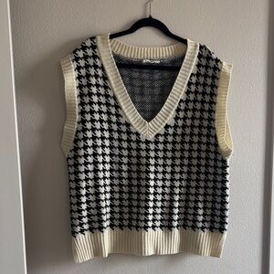 Double Zero Black and Cream V-Neck Sweater Vest